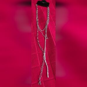 Fashion Jewelry Multi-Layer Silver Crystal Drop Necklace